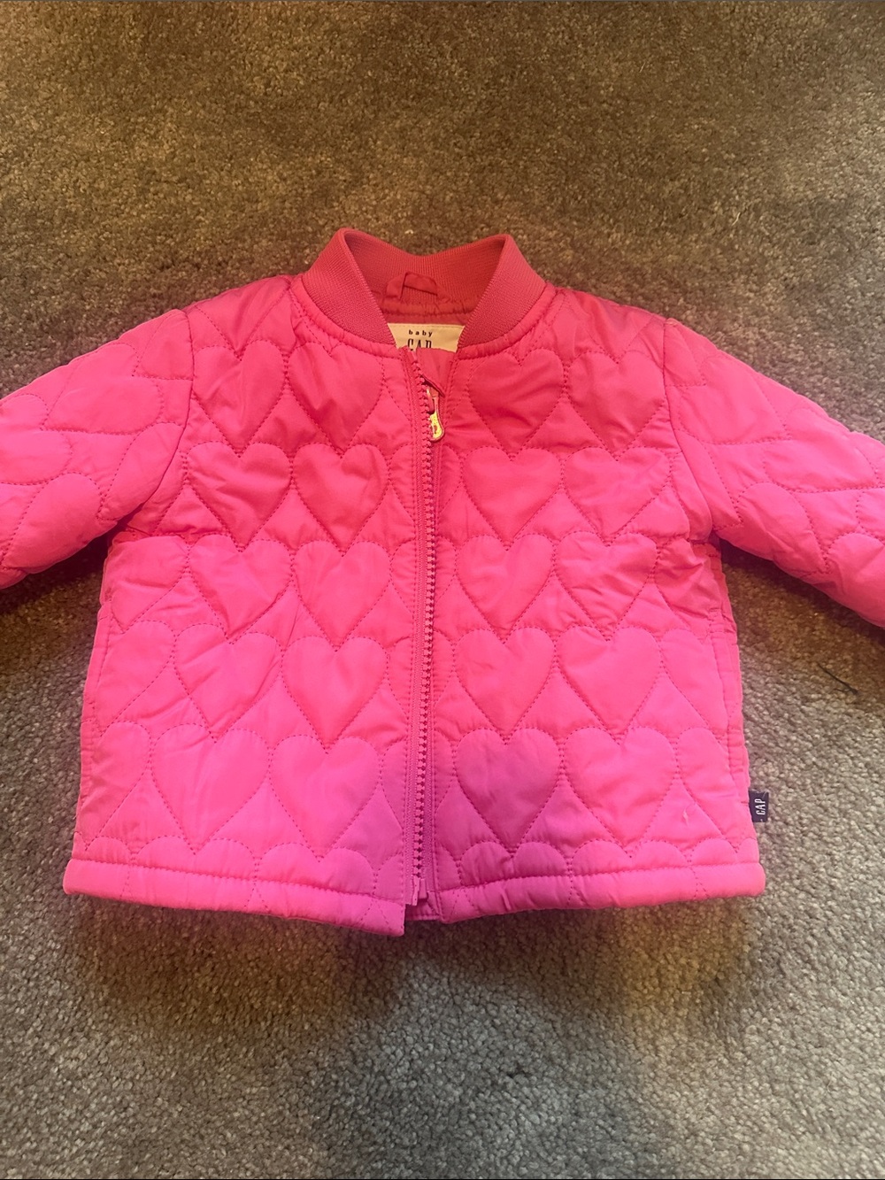 GAP Girls' Quilted Heart Puffer Jacket - Hot Pink